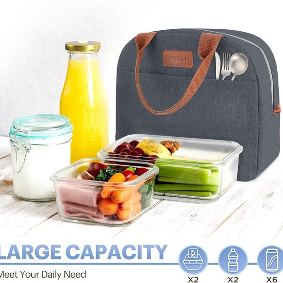 Lunch Bag for Women & Men Adult Insulated Lunch Box, Small Leakproof Cooler Food - Picture 3 of 7
